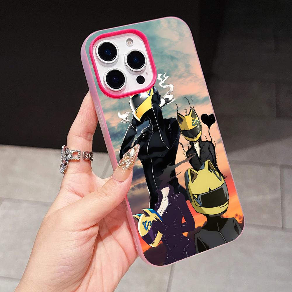 Anime Durarara Phone Case for iPhone 17 16 15 14 13 12 11 Air Pro Max Plus Jelly Double layer Rose Red Cover