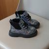 New autumn children's shoes, children's Martin boots, short boots for toddlers, waterproof, stylish shiny leather boots for boys and girls
