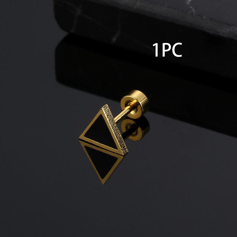 1 PZ Nuovo Moda Punk Nero Argento Colore Occidentale Geometrico Triangolo Borchie Orecchini Per Donne Uomini Ragazze Gioielli