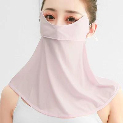 Face Cover Woman Sunscreen Riding Mask Face Neck Protector Sunshade Anti-UV Ice Silk Cold Feeling Ear Scarf Tropical Veil