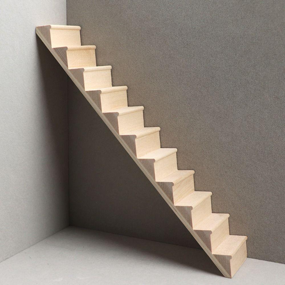 Pretend Play 1:12 Dollhouse Furniture Miniature Stairs with Handrail  Doll House Accessories