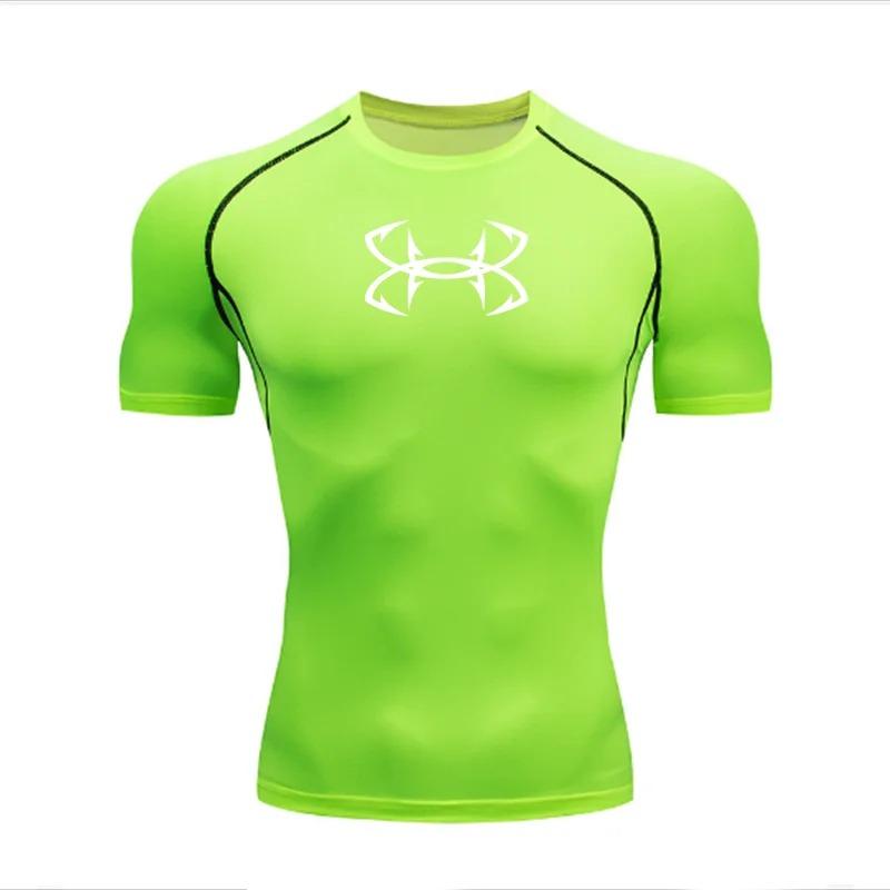 Tight T-shirt for Men's Short Sleeve Sports Fitness Running Sporter Gym Fashion Drying Workout High Elasticity Breathable Sweat-Resistant