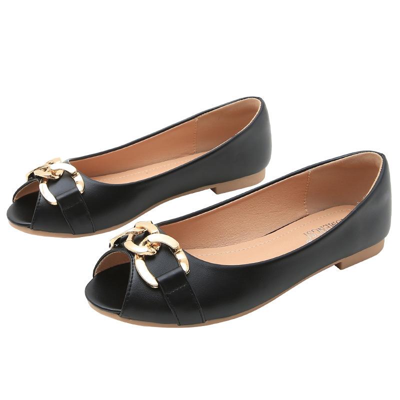 U Yixinda flat-bottomed Doudou shoes women's new fish mouth single shoes wear ladyshoes with one pedal