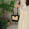 Trendy Straw Handbag Women's Woven Beach Bag Casual Snap Button Satchel Bag Small Braided Shoulder Bag For Travel