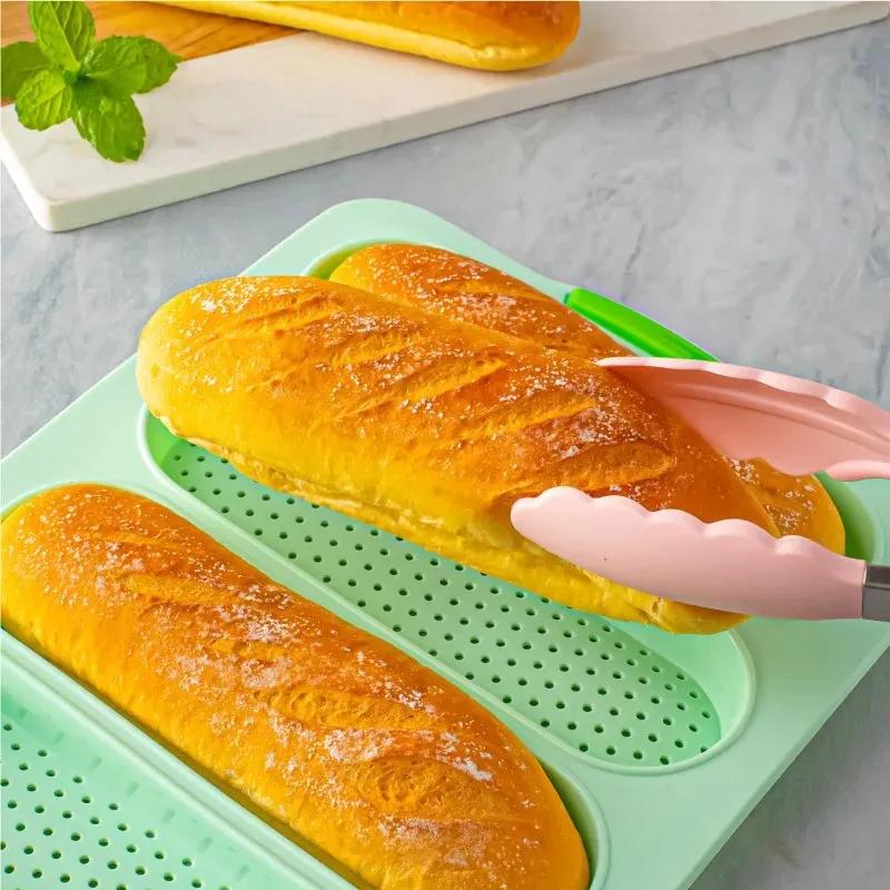 New 4-slot Open Silicone Bread Mold Non-Stick Bread Silicone Mould French Baguette Mold Baking Pans For Kitchen Baking Tool