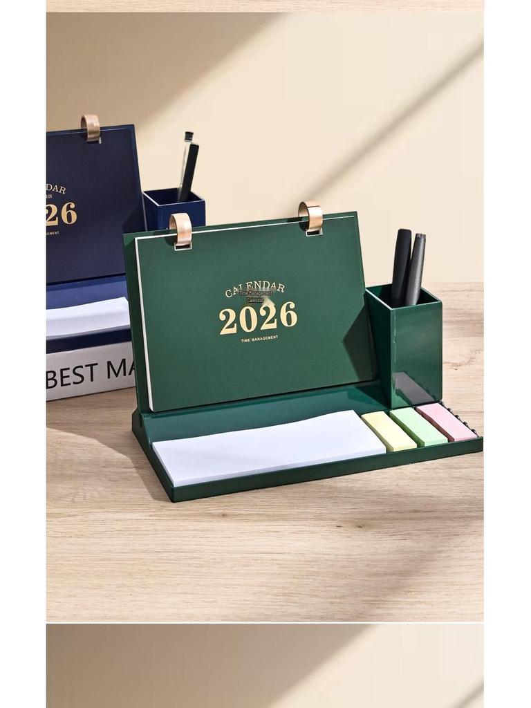 2026 Year of the Horse Wooden Desk Calendar & Multifunctional Pen Holder Gift Set.