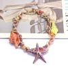 Beach Wind Alloy Starfish Shell Conch Necklace Handmade Beaded Chain Jewelry