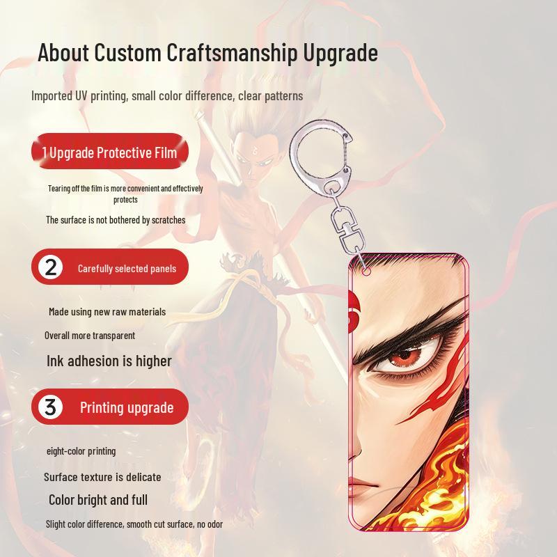 Nezha & Ao Bing Light-Up Acrylic Keychain with Transparent Eye Charm and Backpack Pendant