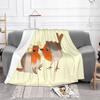Flowers For You Low Price New Print Novelty Fashion Soft Warm Blanket European Robin Bird Animal Happy Courtship Propose