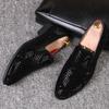 New European heavy industry set foot loafers Korean versi diamd-studded low top young men breathable pointed leather shoes