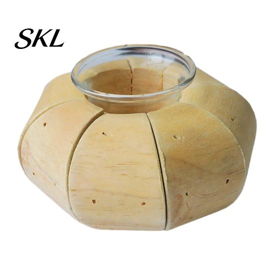 Stable Wood Candle Stand Wooden Glass Holder, Rustic Driftwood Ornament, Farmhouse Rural Home Decor Holder Tabletop for Living Room Bedroom