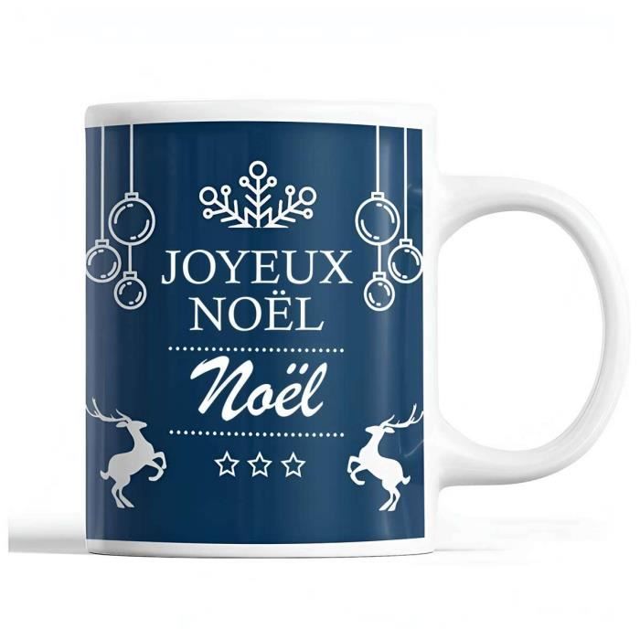 Mug - Noël - Bleu - Céramique - 325 ml - Résistant lave-vaisselle et micro-onde