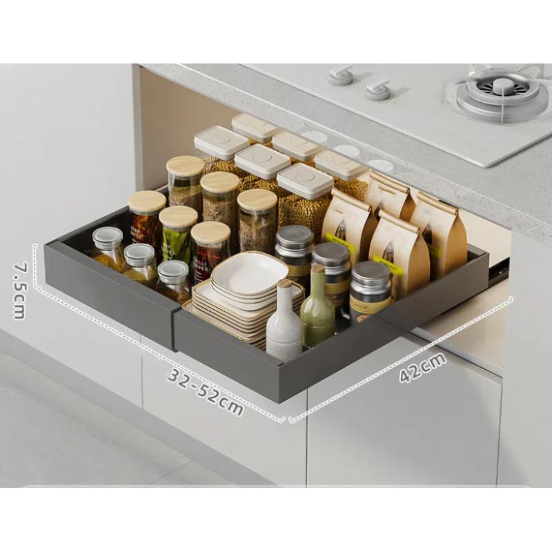 Hole-free Retractable Cabinet Pull-out Basket Pull-out Storage Rack Under Sink Drawer Bowl Basket Kitchen Storage Rack