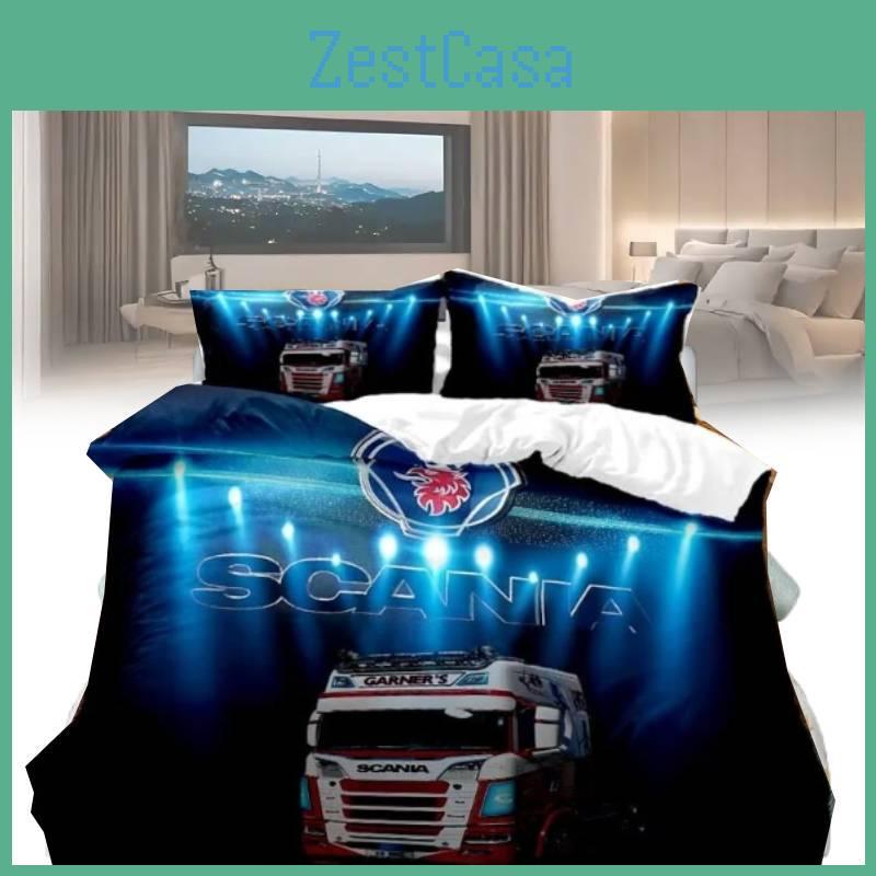Scania Camioane Imprimate Husă de Plapumă Față de Pernă Set de Lenjerie de Pat Decor Dormitor Copii