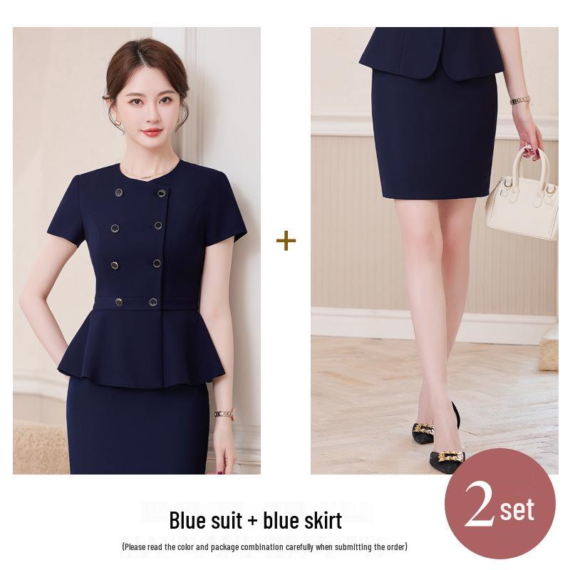 Gray Women's High-End Professional Short-Sleeve Two-Piece Summer Workwear