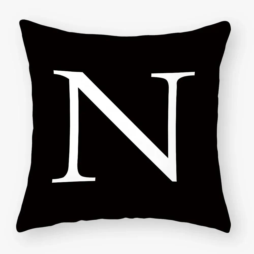 Black White Letters Sofa Decorative Cushion Cover Pillow Pillowcase Polyester 45*45Cm Throw Pillow Home Decor Pillowcover
