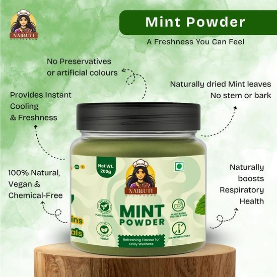 Nairuti Vyutpadan Mint Powder (Pudina Powder) 400g | 100% Pure Natural Mint | Refreshing Aroma for Tea, Chutneys, Raita, Snacks & Beverages