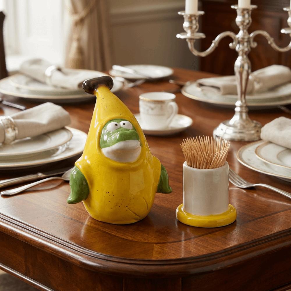 Cartoon Banana Dinosaur Toothpick Holder Cute Cotton Swab Tube Household Use