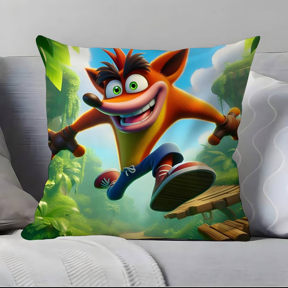 Game Cartoon Crashs B-B-Bandicoot Pillow Case Pillowcase Soft Skin Friendly & Comfortable With A Hidden Zipper