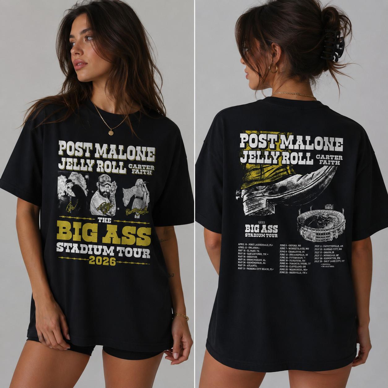 Jelly Roll Big Ass Stadium Tour 2026 Concert Graphic T Shirt XL