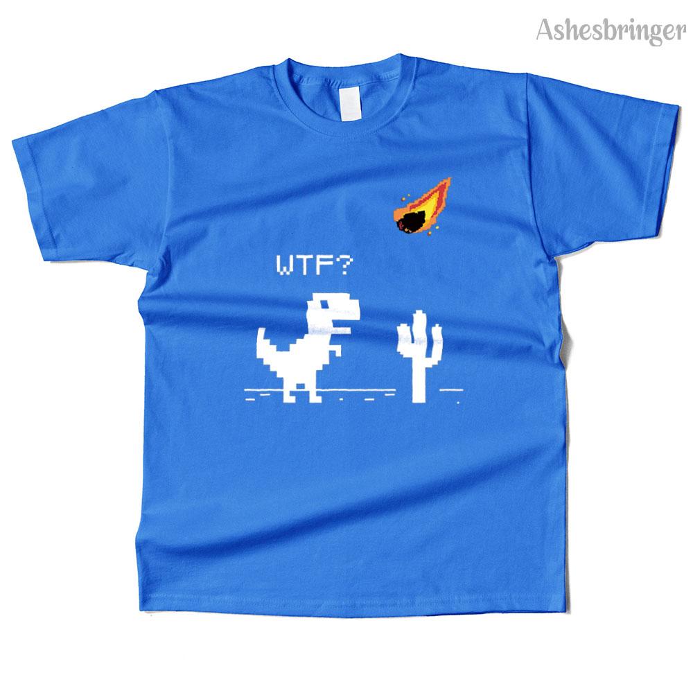 Mens Cotton WTF??? 8 Bit Graphic Funny T-REX T Shirt Street Casual Style Tee for Men and Women