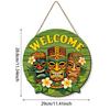 Rustic Summer Theme Hawaiian Tiki Mask Bar Sign Retro Round Bar Signage Handmade Decorative Tags Beach