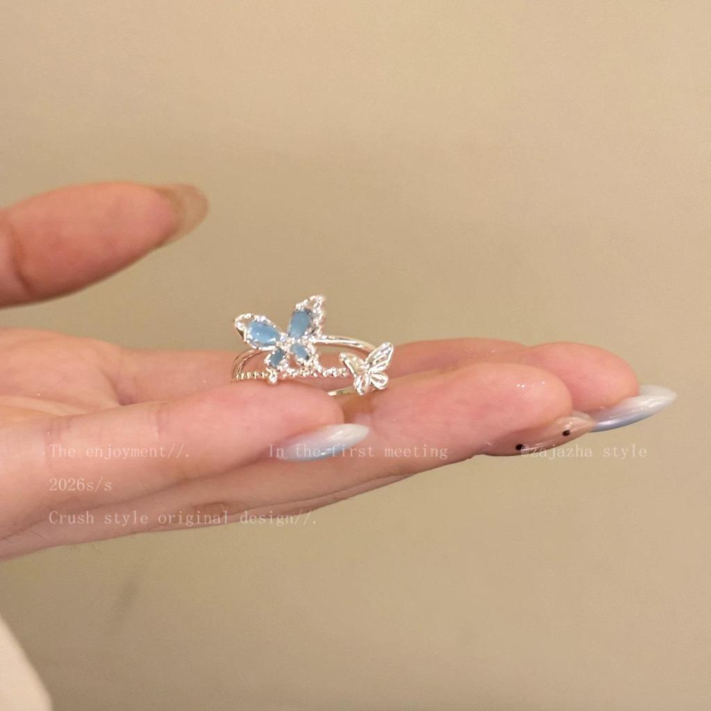 Stylish Silver Zircon Ring for Women - Light Luxury Open Design, Perfect for Index Finger