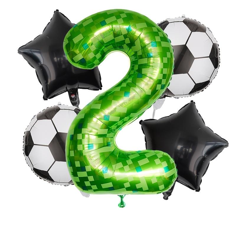 5pcs 40inch Pixel Number Balloons Set/Soccer Theme Birthday Balloons with Helium Valve/Aluminum Film Material/Ideal for Birthday