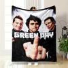 Green Day Punkrock-Band bedruckte Flanell-Decke, hält warm, perfekt für Schlafzimmer, Wohnzimmer, Heimdekoration, Geschenke