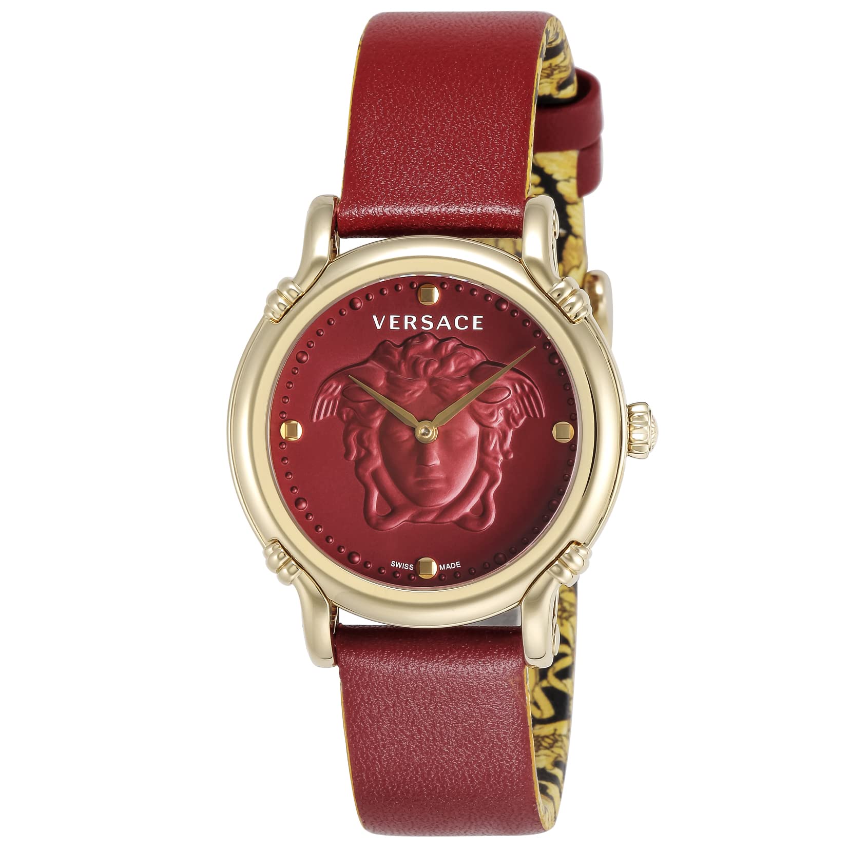 

Watch SAFETYPIN Red Dial Stainless Steel Sapphire Glass Quartz 34MM Swiss Watch VEPN00220 [Versace] Women s [Item] червоний