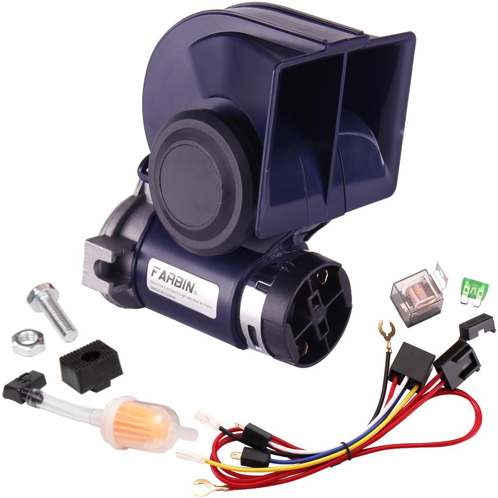 FARBIN Snail Air Horn With Compressor Relay Harness 12V 150db Super Loud Dual Tone Car Horn For Truck Motorcycle Car Accessory