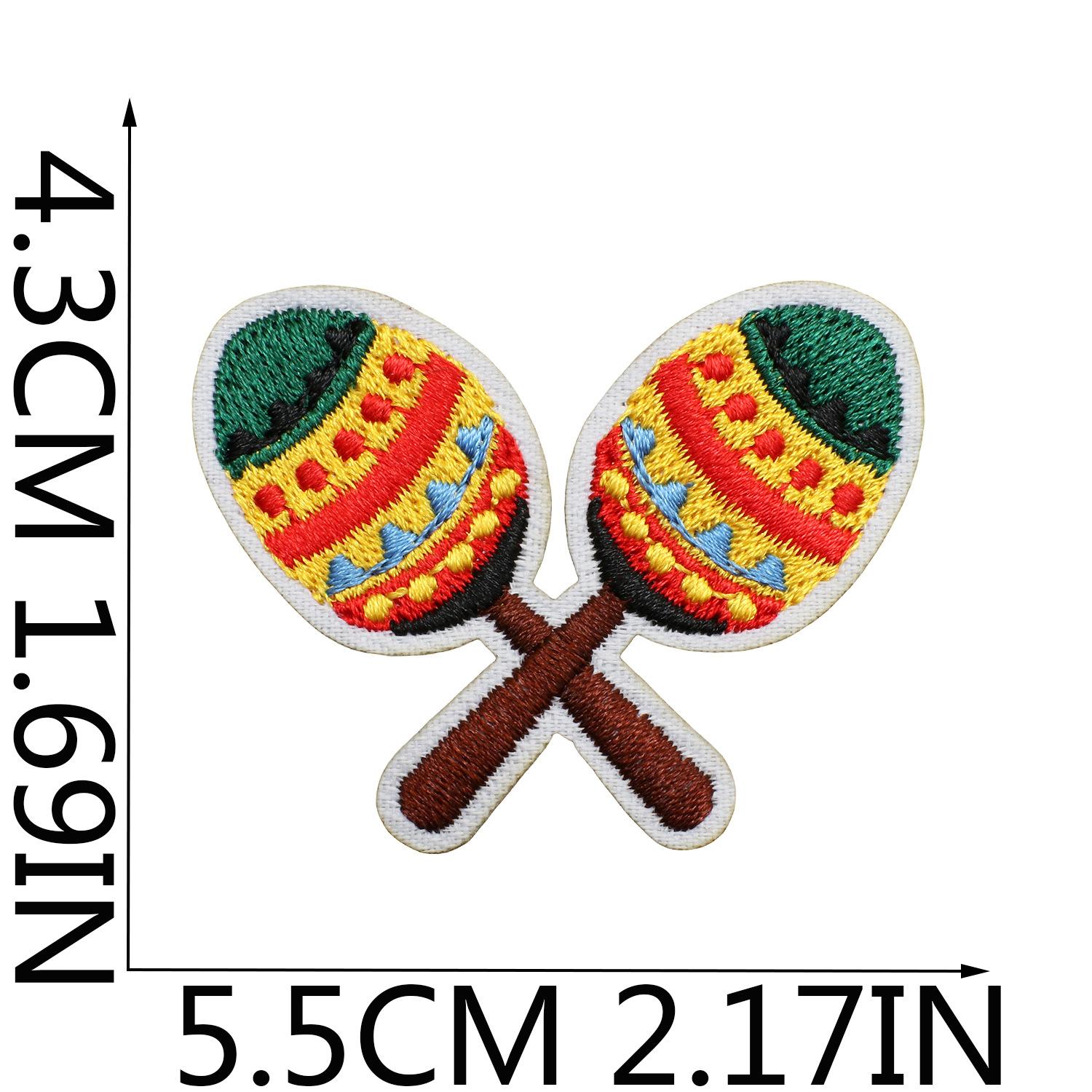 

Carnival Embroidery Cloth Sticker Mexican Theme Patch Sticker Guitar Bread Computer Embroidery Label Skull Decorative Sticker No. 7_3 pieces
