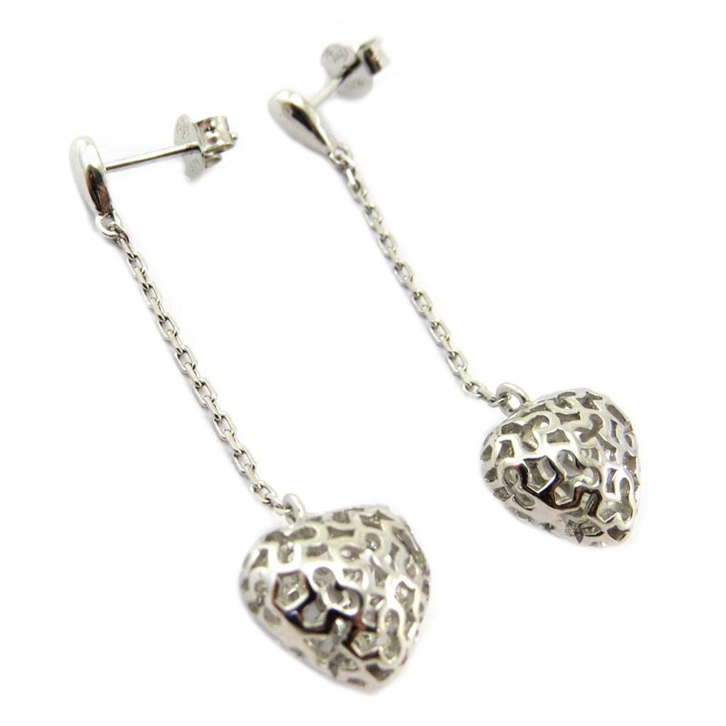 Les Trésors De Lily [P2413] - White 'Love' Silver Earrings (rhodium-plated) - 40x12 Mm