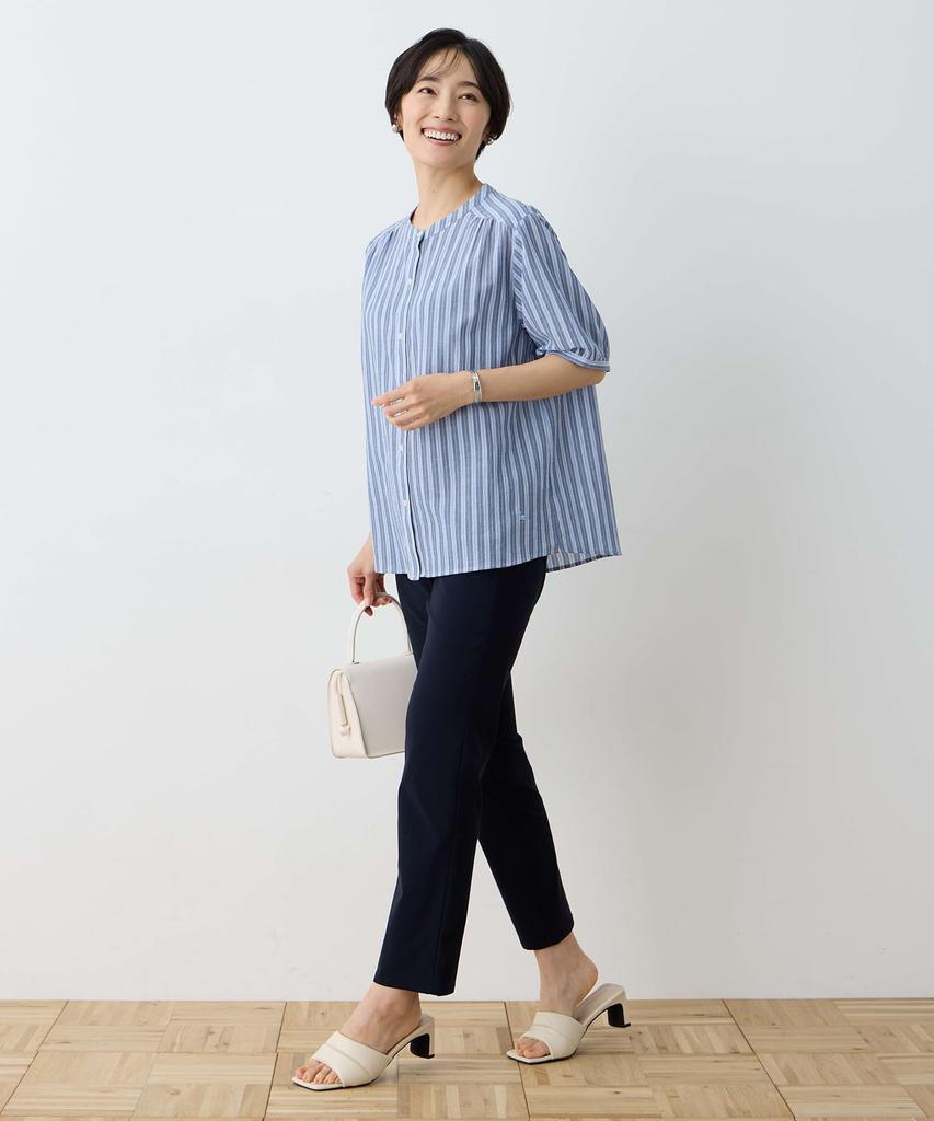 DECOY Organic Cotton Striped Blue Women's Blouse, 493049,