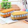 Cartoon Bus Pencil Bag Canvas Stationery Box Large Capacity Pen Bag  Pencilcase