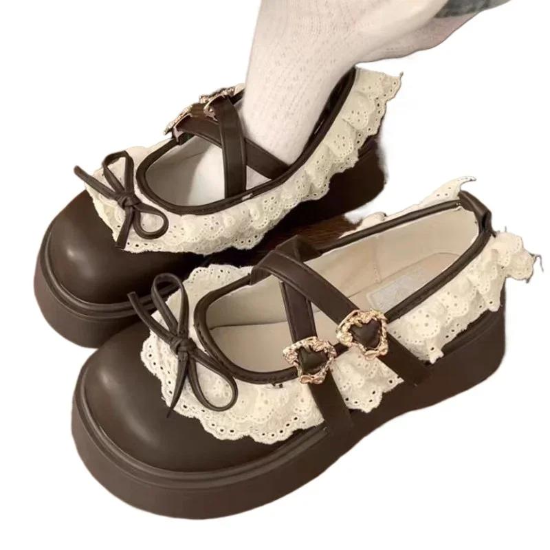 

2025 Брендовые женские туфли с пряжкой на ремешке, женские туфли на высоком каблуке, модные туфли-лодочки с бабочкой и бантом, женские новые бестселлеры, туфли на платформе и каблуках 38 коричневый