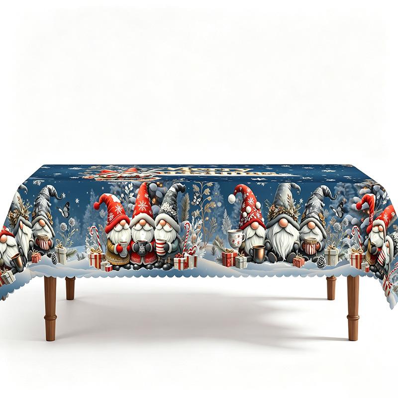 Christmas Printed Tablecloth Holiday Xmas Party Table Cover Decorative Dining Table Cloth for Home Kitchen Rectangular Round