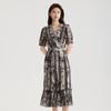 Pure cotton temperament floral dress for women in summer 2025, thin, high-end, age reducing, Chinese style medium length dress