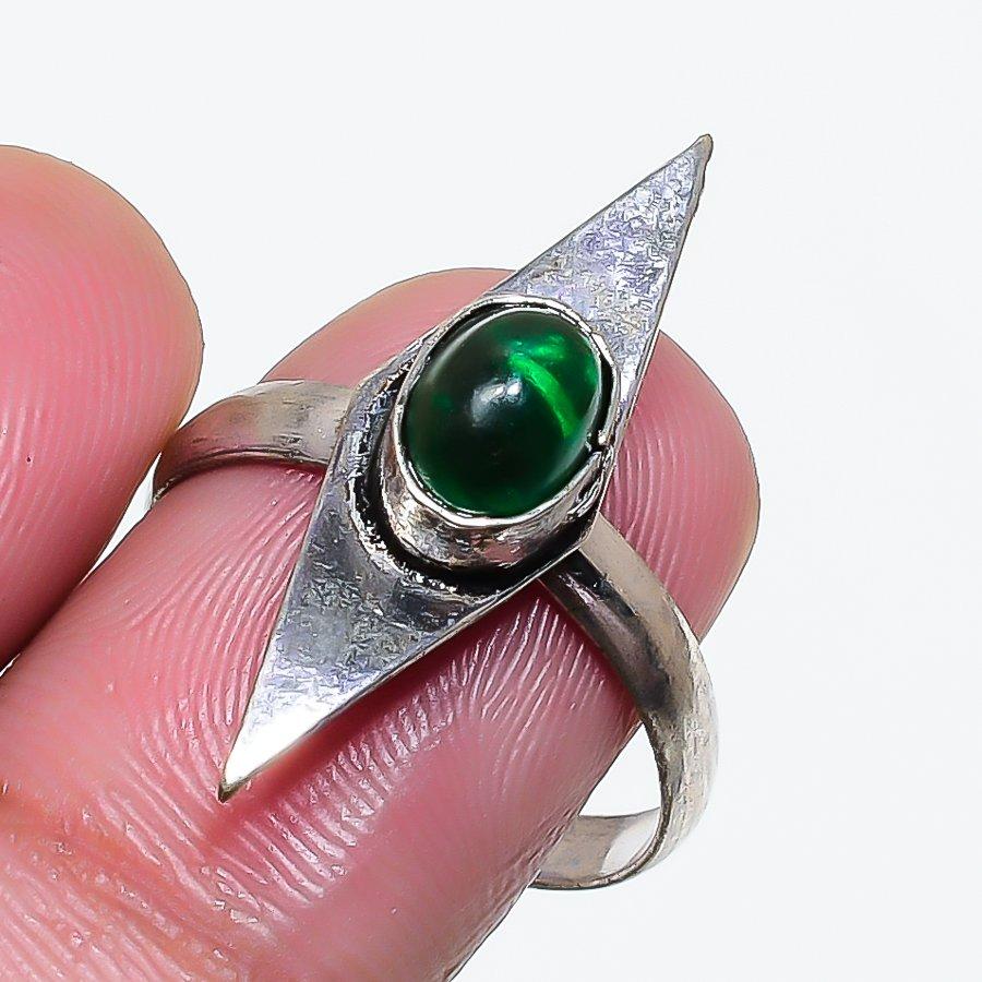 Natural Diopside Gemstone 925 Sterling Silver Jewelry Ring Size Adjustable AR-18287