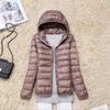 Women's autumn and winter hooded collar long-sleeved zipper solid color full fit white duck down coat M-5XL