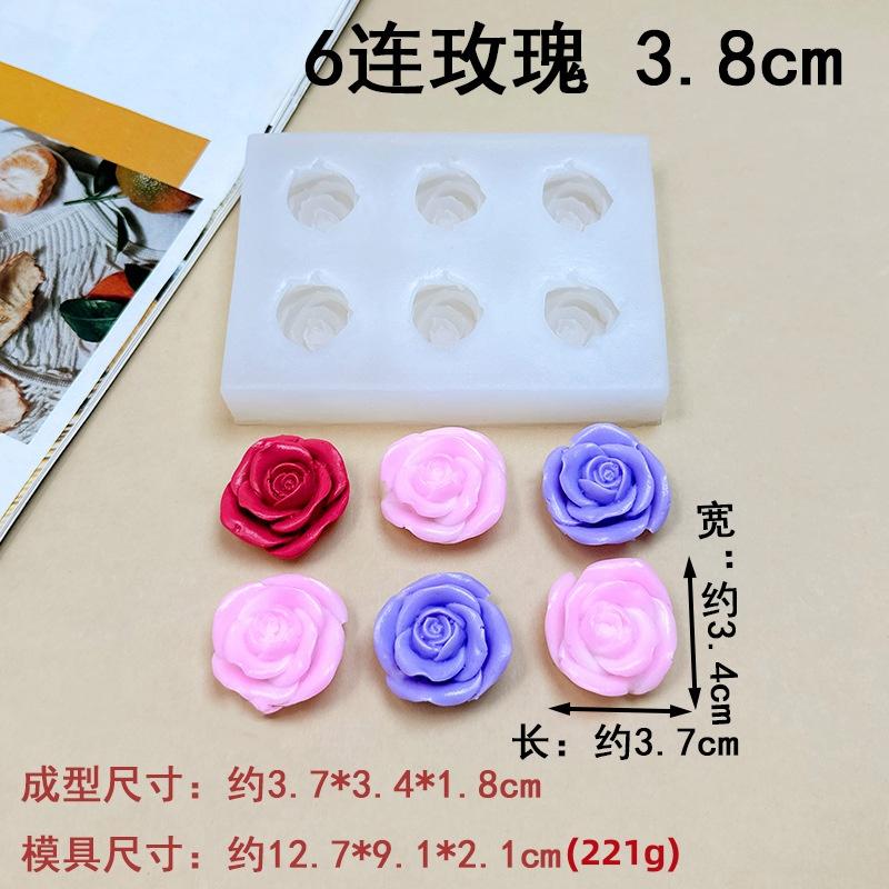6-Hole Rose Peony Silicone Mold Handmade Mini Flower Shaped Candy Chocolate Cake Surface Decoration Baking Tool Resin Craft Mold