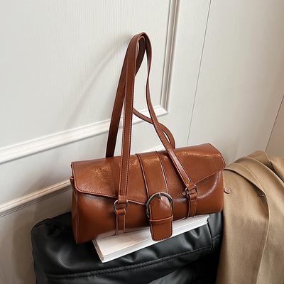 Retro Oil Wax Leather Shoulder Bag Women'S Autumn And Winter Large-Capacity Commuting Medieval Underarm Bag Versatile Handbag