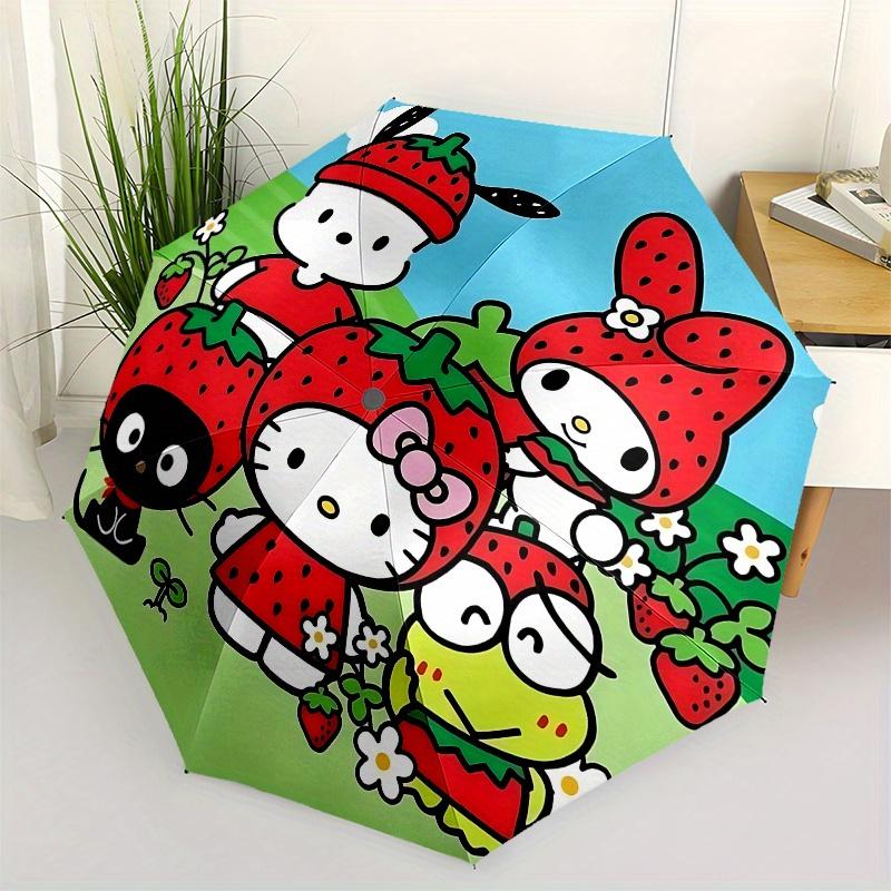 

strawberry friends Automatic Opening and Closing Parasol Compact Travel Umbrella with 8 Ribs for Women and Men Ideal Birthday/Christmas Gift