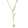 Initial Letter Necklace Gold Plated Stainless Steel Puffy Heart Pendant A-Z Alphabet Lariat Y Choker Waterproof