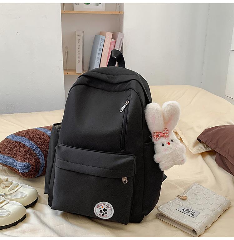 

Korean Version of Elementary and High School Student Backpack, Simple Solid Color, Large Capacity Travel Backpack, Lightweight and High-value Backpack
