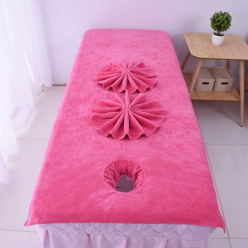 Beauty Bed Sheets Bath Towels Massage Therapy Bed for Beauty Salons Large Towels Adult Soft Polyester Dustproof Pad with Holes