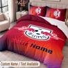 RB Leipzig FC Bedwäsche-Set mit Aufdruck Benutzerdefinierter Name Text 1 Bettbezug 2 Kissenbezüge Für Schlafzimmer