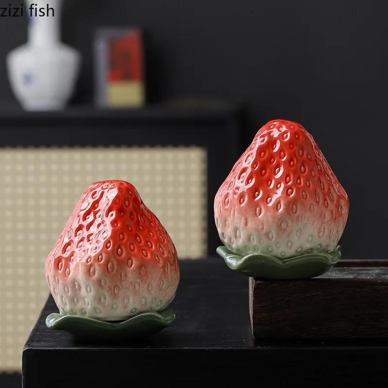 Strawberry Ceramic Tea Jar Simulation Fruit Storage Jar Sealed Moisture Proof Jar Tea Box Household Tea Storage Container