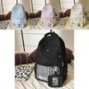 Sweet Checkered Pattern Lace Design Student Backpack With Plush Pendant For School And Daily Use