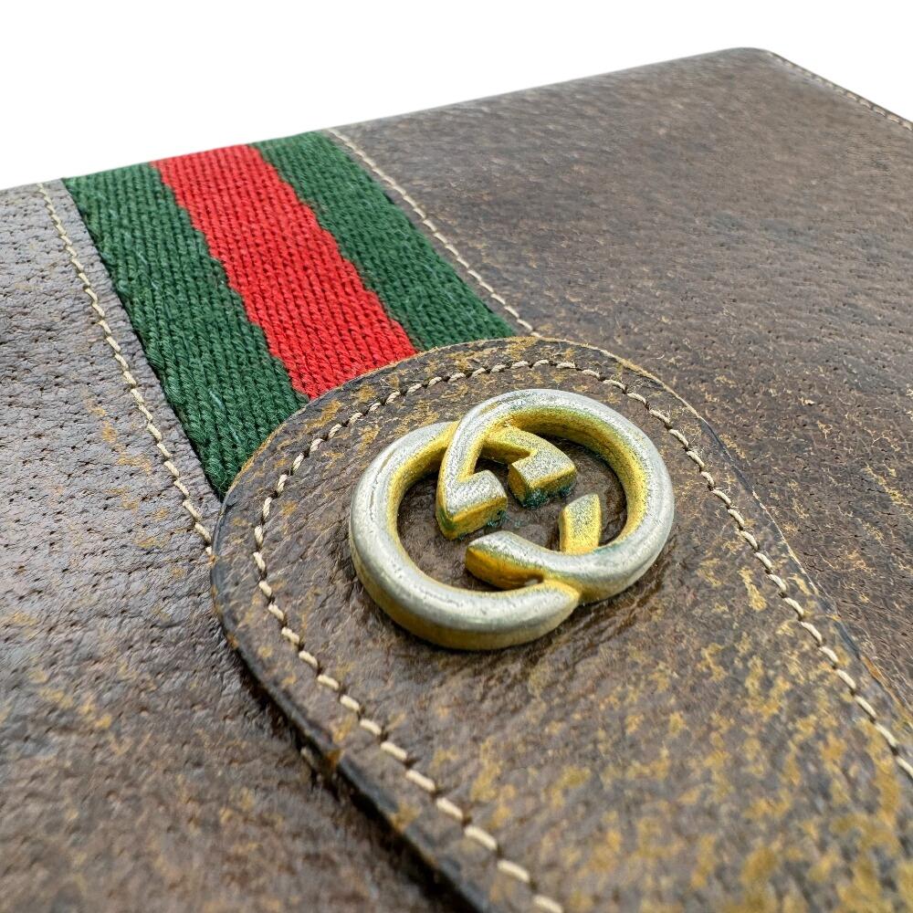 GUCCI Sherry line leather Purse Brown leather Used